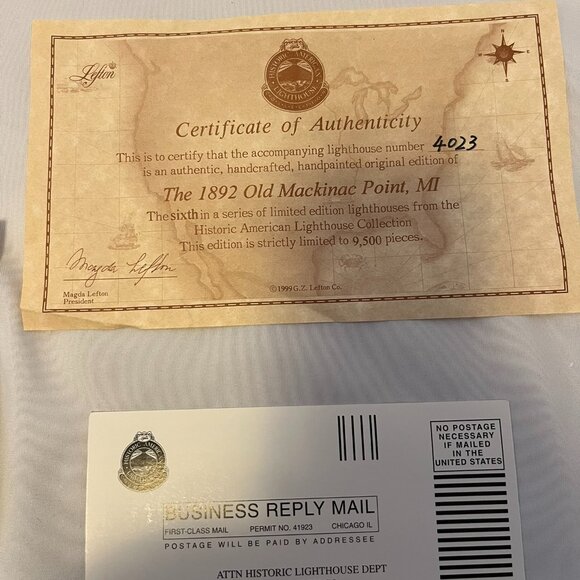 Lefton Limited Edition 1999 Old Mackinac Point Lighted Lighthouse – Original Box - Picture 11 of 15